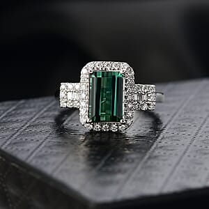 Doorbuster Certified & Appraised Rhapsody AAAA Santa Rosa Tourmaline and E-F VS Diamond 2.67 ctw Ring in 950 Platinum (Size 6.0) 7.35 Grams