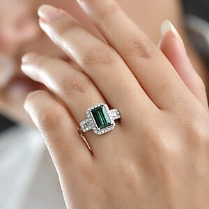 Doorbuster Certified & Appraised Rhapsody AAAA Santa Rosa Tourmaline and E-F VS Diamond 2.67 ctw Ring in 950 Platinum (Size 6.0) 7.35 Grams