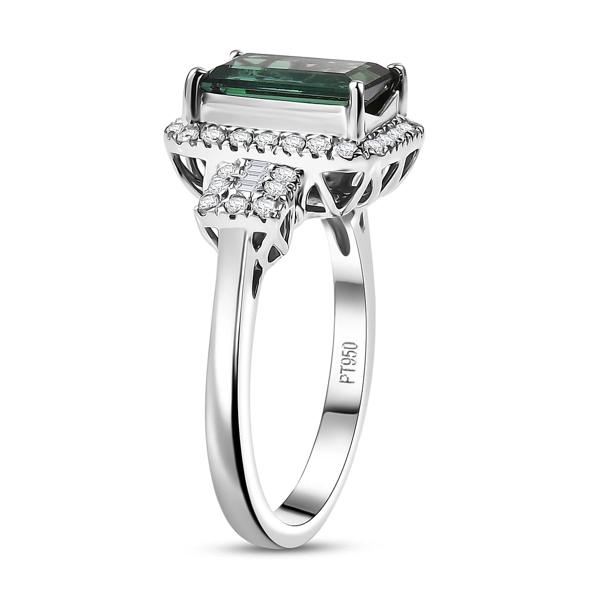 Doorbuster Certified & Appraised Rhapsody AAAA Santa Rosa Tourmaline and E-F VS Diamond 2.67 ctw Ring in 950 Platinum (Size 6.0) 7.35 Grams image number 3