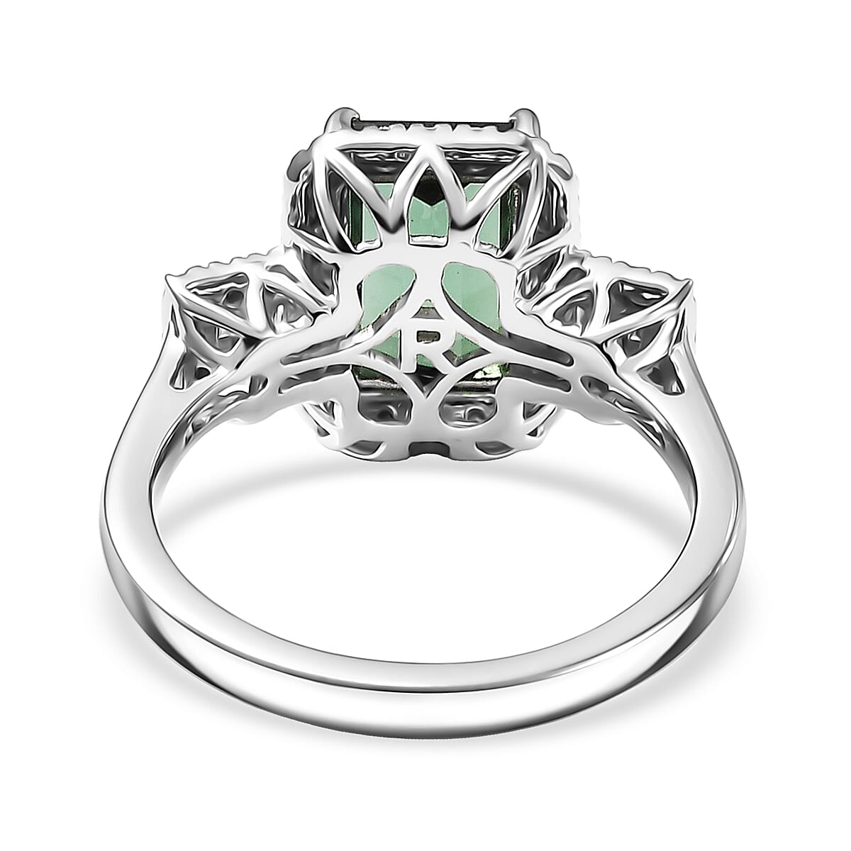 Doorbuster Certified & Appraised Rhapsody AAAA Santa Rosa Tourmaline and E-F VS Diamond 2.67 ctw Ring in 950 Platinum (Size 6.0) 7.35 Grams image number 4