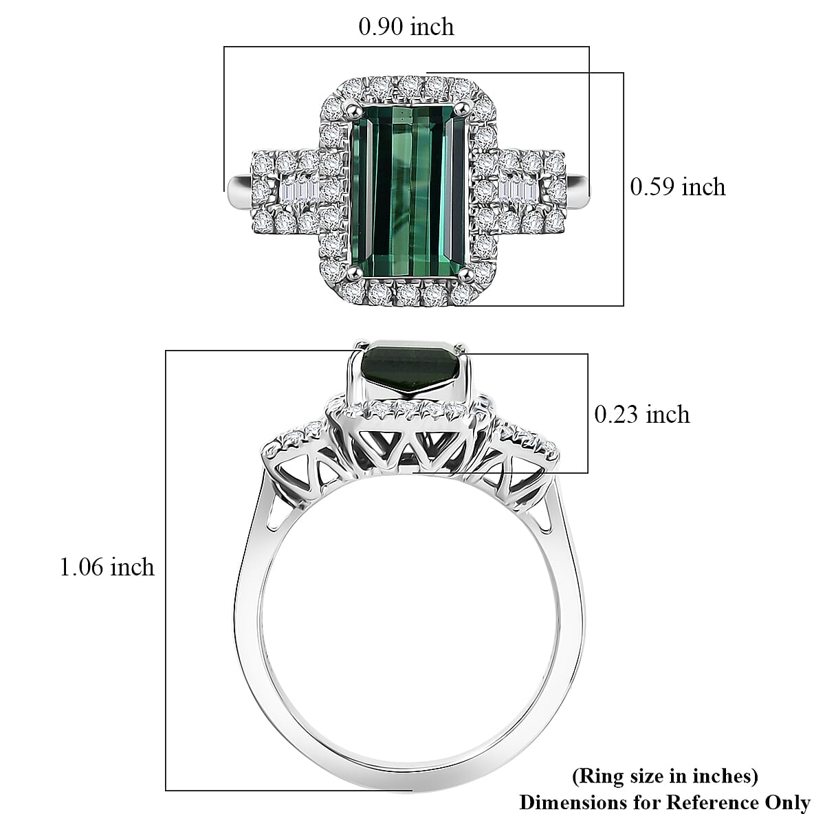 Doorbuster Certified & Appraised Rhapsody AAAA Santa Rosa Tourmaline and E-F VS Diamond 2.67 ctw Ring in 950 Platinum (Size 6.0) 7.35 Grams image number 5