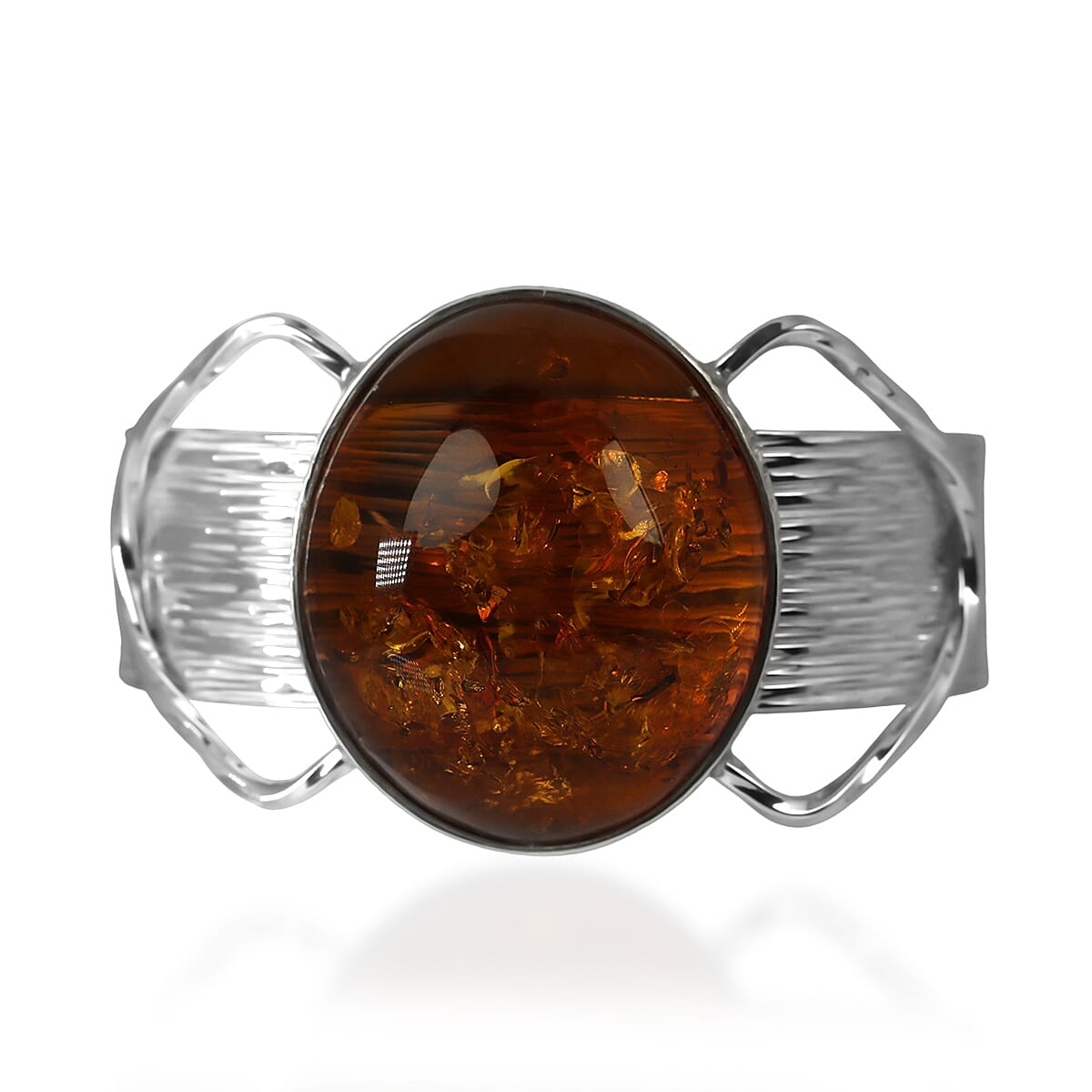 Amber Bangle Bracelet in Sterling Silver (7.50 In)