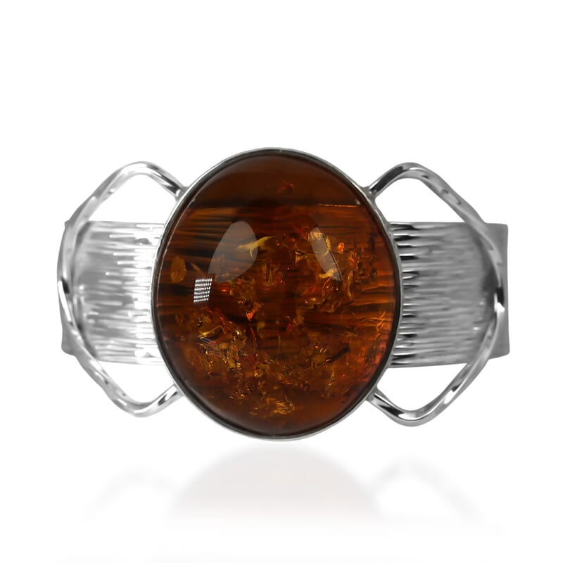 Amber Bangle Bracelet in Sterling Silver (7.50 In)