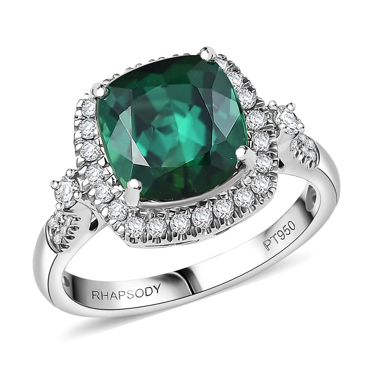 Doorbuster Certified & Appraised Rhapsody AAAA Santa Rosa Tourmaline and E-F VS Diamond 3.77 ctw Ring in 950 Platinum (Size 6.0) 6.55 Grams image number 0