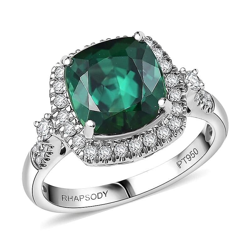 Certified & Appraised Rhapsody AAAA Santa Rosa Tourmaline, Diamond Ring in 950 Platinum  3.77 ctw (Size 6.0)