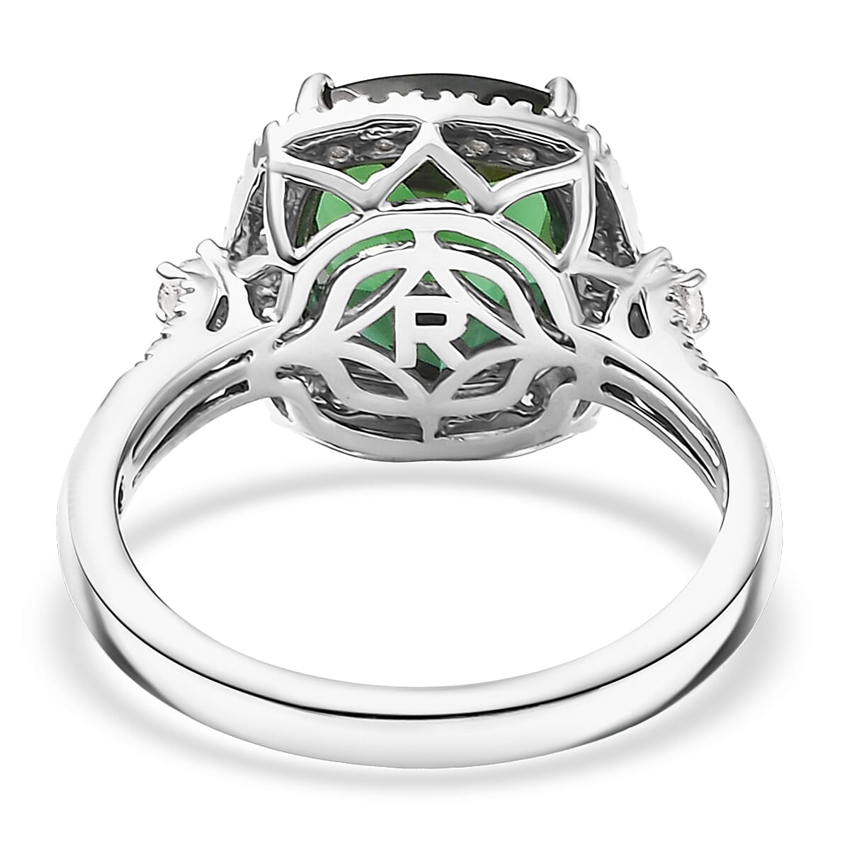 Doorbuster Certified & Appraised Rhapsody AAAA Santa Rosa Tourmaline and E-F VS Diamond 3.77 ctw Ring in 950 Platinum (Size 6.0) 6.55 Grams image number 4