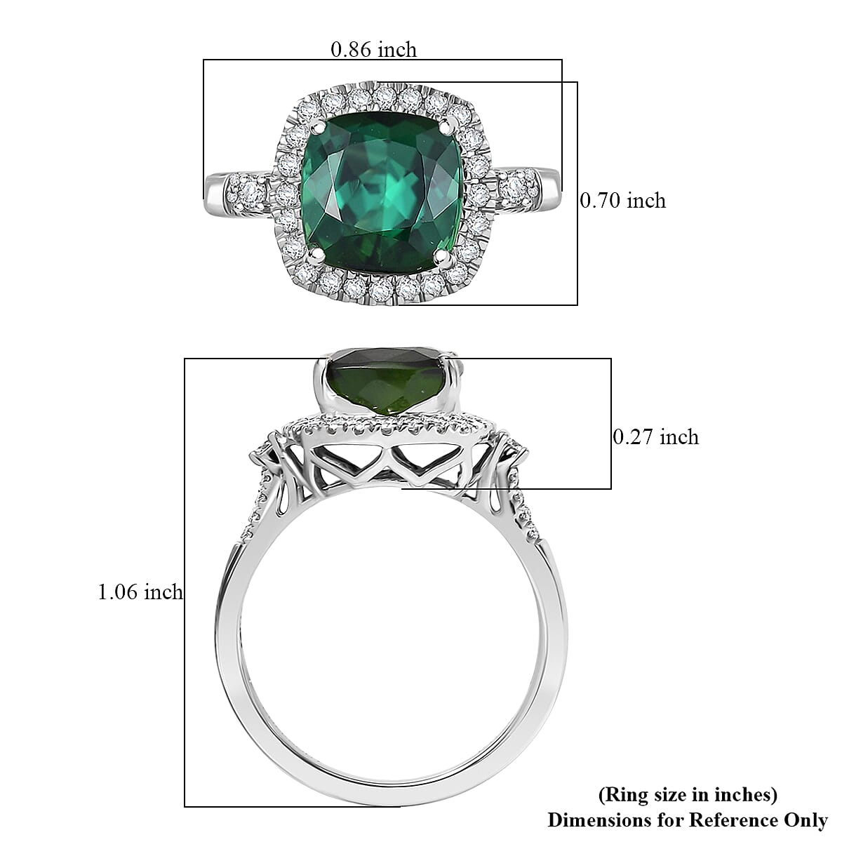 Doorbuster Certified & Appraised Rhapsody AAAA Santa Rosa Tourmaline and E-F VS Diamond 3.77 ctw Ring in 950 Platinum (Size 6.0) 6.55 Grams image number 5