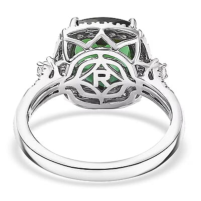 Certified & Appraised Rhapsody AAAA Santa Rosa Tourmaline, Diamond Ring in 950 Platinum  3.77 ctw (Size 6.0)