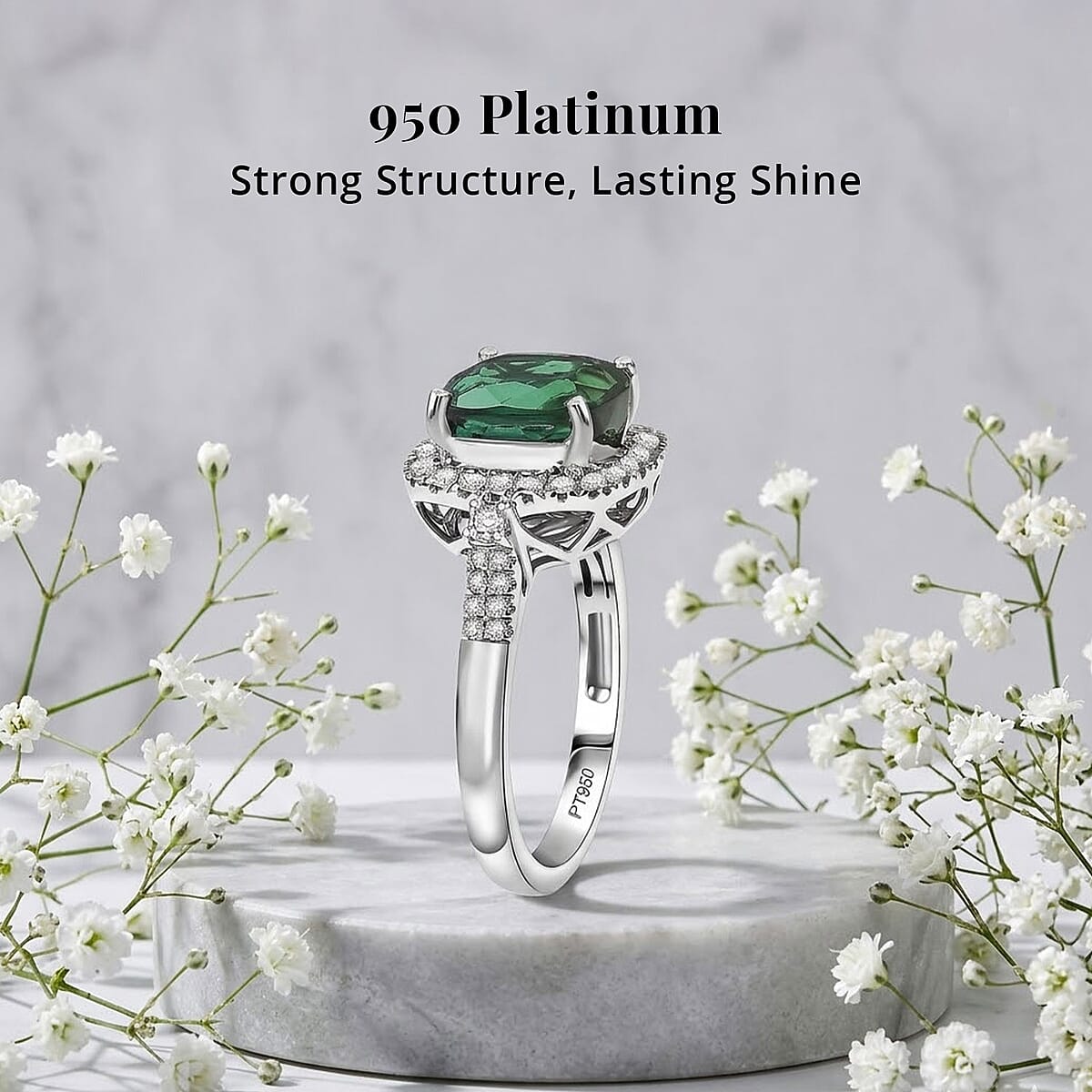 Certified & Appraised Rhapsody AAAA Santa Rosa Tourmaline, Diamond Ring in 950 Platinum 3.77 ctw (Size 7.0) image number 3
