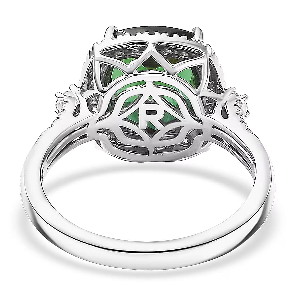 Certified & Appraised Rhapsody AAAA Santa Rosa Tourmaline, Diamond Ring in 950 Platinum 3.77 ctw (Size 7.0) image number 6