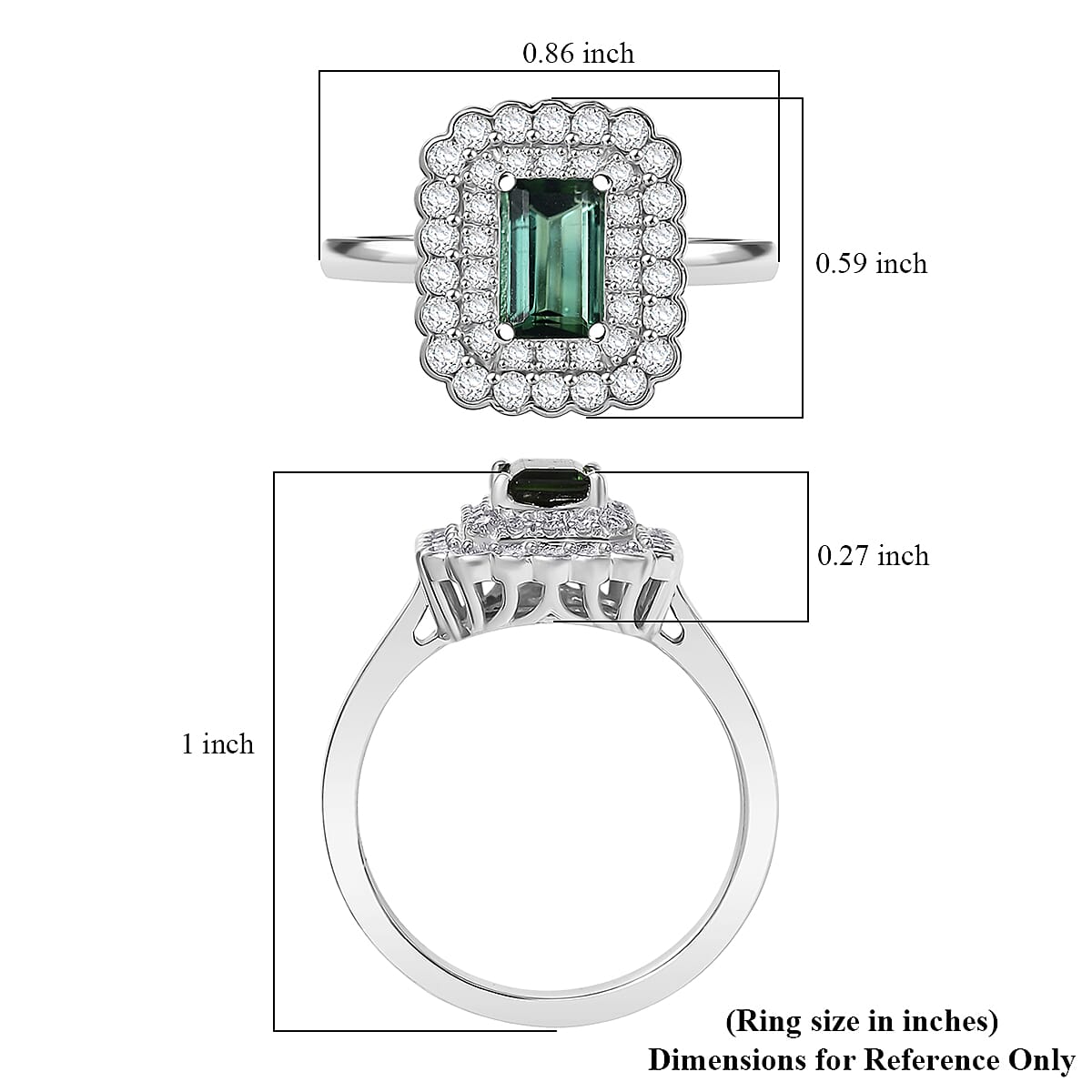 Doorbuster D'Joy AAA Lagoon Tourmaline and Moissanite 1.75 ctw Ring in Rhodium Over Sterling Silver (Size 7.0) image number 5