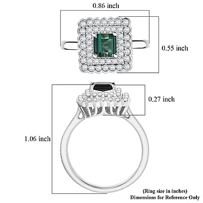 D'Joy AAA Pirineu Lagoon Tourmaline and Moissanite 1.75 ctw Ring in Rhodium Over Sterling Silver (Size 10.0)