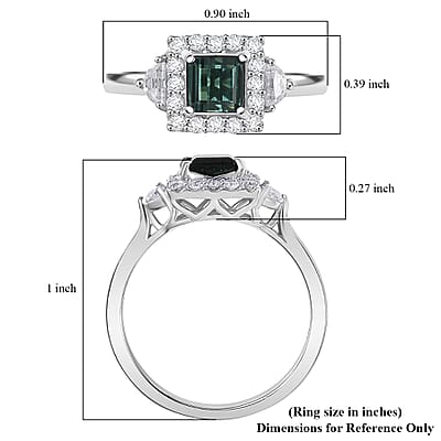 Certified & Appraised D'Joy AAA Pirineu Lagoon Tourmaline and Moissanite 1.50 ctw Ring in Rhodium Over Sterling Silver (Size 10.0)