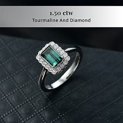  Certified & Appraised Rhapsody AAAA Pirineu Lagoon Tourmaline and E-F VS Diamond 1.50 ctw Ring in 950 Platinum (Size 6.0) 5.75 Grams