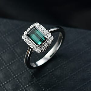 Certified & Appraised Rhapsody AAAA Pirineu Lagoon Tourmaline and E-F VS Diamond 1.50 ctw Ring in 950 Platinum (Size 8.0) 5.75 Grams