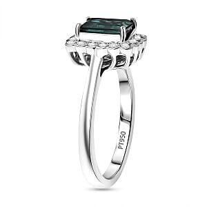  Certified & Appraised Rhapsody AAAA Pirineu Lagoon Tourmaline and E-F VS Diamond 1.50 ctw Ring in 950 Platinum (Size 8.0) 5.75 Grams