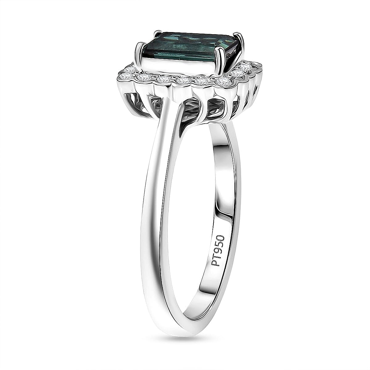 Certified & Appraised Rhapsody AAAA Pirineu Lagoon Tourmaline and E-F VS Diamond 1.50 ctw Ring in 950 Platinum (Size 8.5) 5.75 Grams image number 3