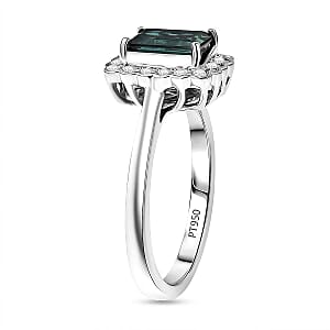 Certified & Appraised Rhapsody AAAA Pirineu Lagoon Tourmaline and E-F VS Diamond 1.50 ctw Ring in 950 Platinum (Size 8.5) 5.75 Grams