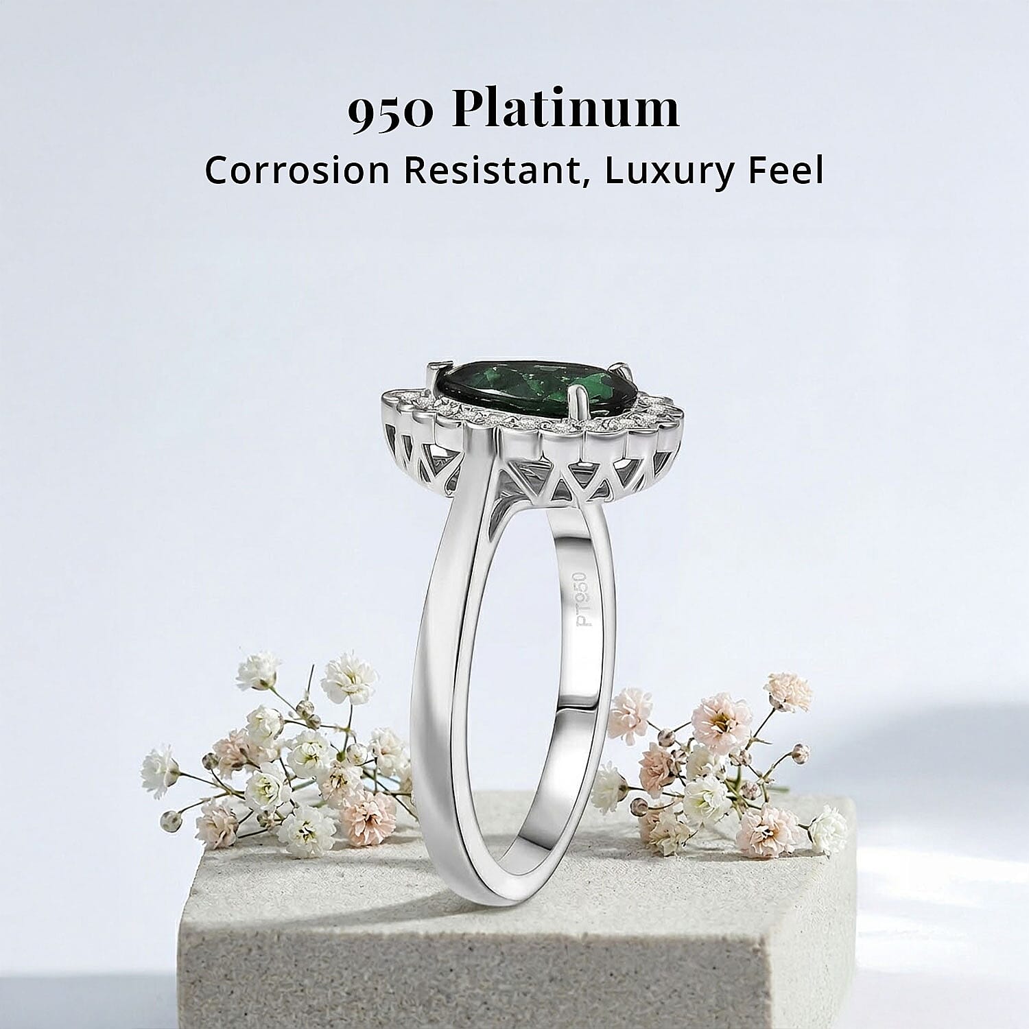 Certified & Appraised Rhapsody AAAA Pirineu Lagoon Tourmaline and E-F VS Diamond 1.50 ctw Ring in 950 Platinum (Size 10.0) 6.22 Grams