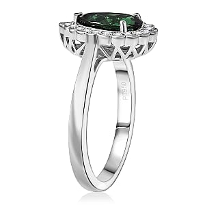 Certified & Appraised Rhapsody AAAA Pirineu Lagoon Tourmaline and E-F VS Diamond 1.50 ctw Ring in 950 Platinum (Size 5.0) 6.22 Grams