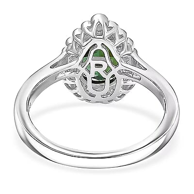 Certified & Appraised Rhapsody AAAA Pirineu Lagoon Tourmaline and E-F VS Diamond 1.50 ctw Ring in 950 Platinum (Size 5.0) 6.22 Grams