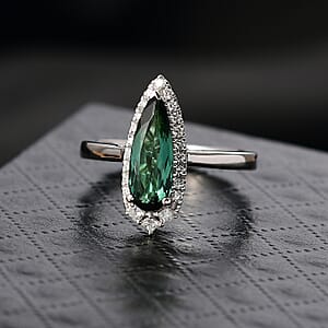Doorbuster Certified & Appraised Rhapsody AAAA Pirineu Lagoon Tourmaline and E-F VS Diamond 1.51 ctw Ring in 950 Platinum (Size 10.0) 6.36 Grams