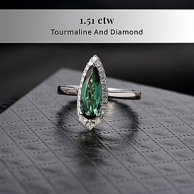  Certified & Appraised Rhapsody AAAA Pirineu Lagoon Tourmaline and E-F VS Diamond 1.51 ctw Ring in 950 Platinum (Size 10.0) 6.36 Grams