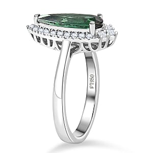 Doorbuster Certified & Appraised Rhapsody AAAA Pirineu Lagoon Tourmaline and E-F VS Diamond 1.51 ctw Ring in 950 Platinum (Size 10.0) 6.36 Grams