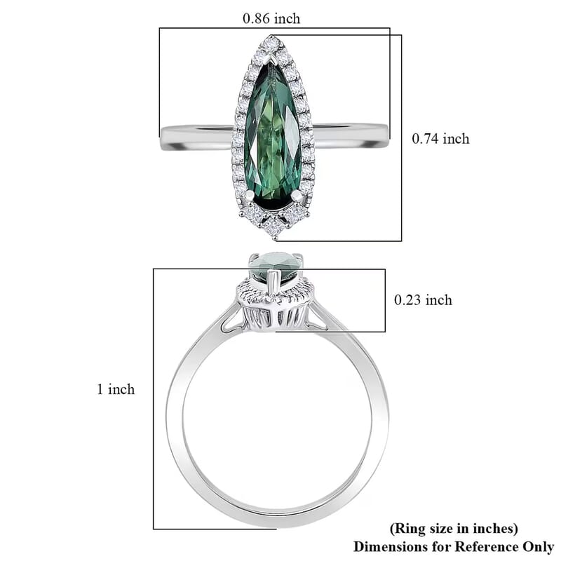 Certified & Appraised Rhapsody AAAA Pirineu Lagoon Tourmaline and E-F VS Diamond 1.51 ctw Ring in 950 Platinum (Size 5.0) 6.36 Grams