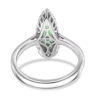 Certified & Appraised Rhapsody AAAA Pirineu Lagoon Tourmaline and E-F VS Diamond 1.51 ctw Ring in 950 Platinum (Size 5.0) 6.36 Grams