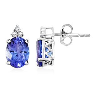 Certified & Appraised Luxoro AAA Tanzanite and I2 Diamond 3.50 ctw Earrings in 14K White Gold