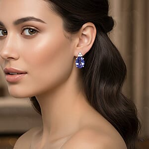 Certified & Appraised Luxoro AAA Tanzanite and I2 Diamond 3.50 ctw Earrings in 14K White Gold