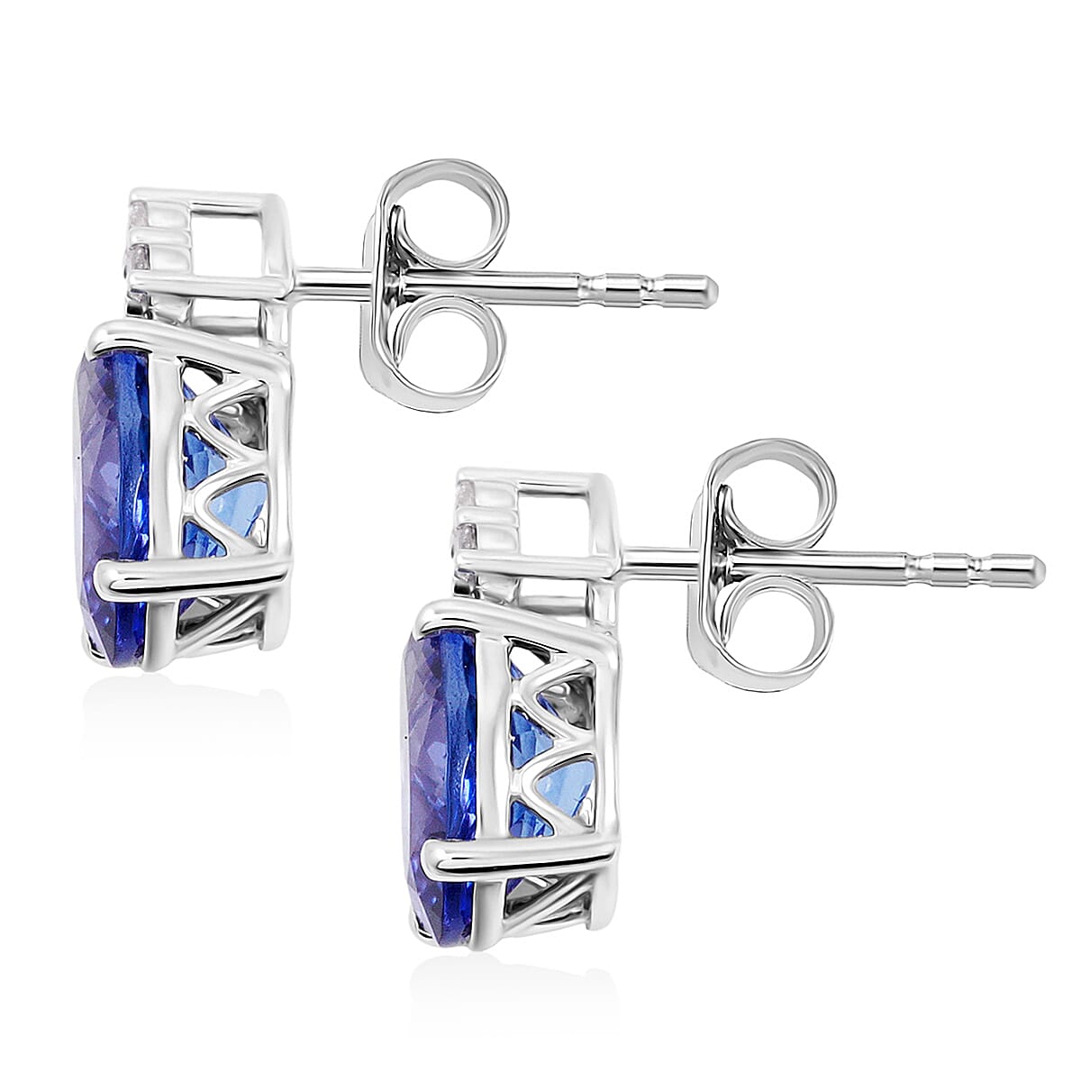 Certified & Appraised Luxoro AAA Tanzanite and I2 Diamond 3.50 ctw Earrings in 14K White Gold image number 3