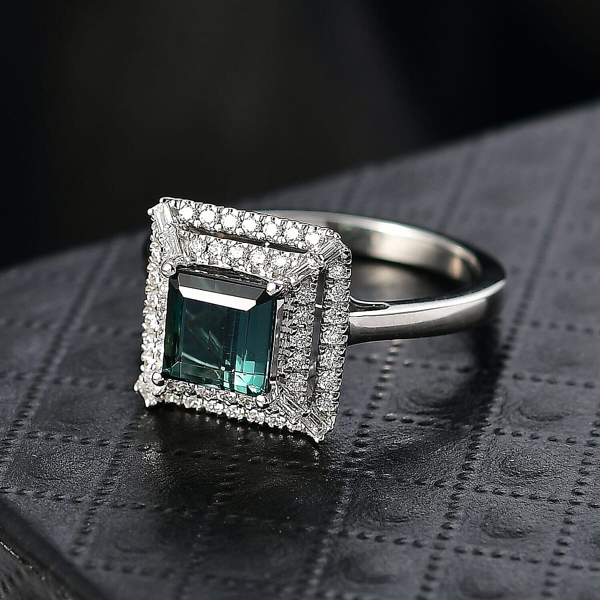 Certified Rhapsody AAAA Lagoon Tourmaline, Diamond Ring in 950 Platinum 1.50 ctw (Size 10.0) image number 1