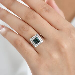 Certified Rhapsody AAAA Lagoon Tourmaline, Diamond Ring in 950 Platinum 1.50 ctw (Size 10.0)