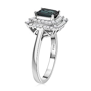 Certified Rhapsody AAAA Lagoon Tourmaline, Diamond Ring in 950 Platinum 1.50 ctw (Size 10.0)