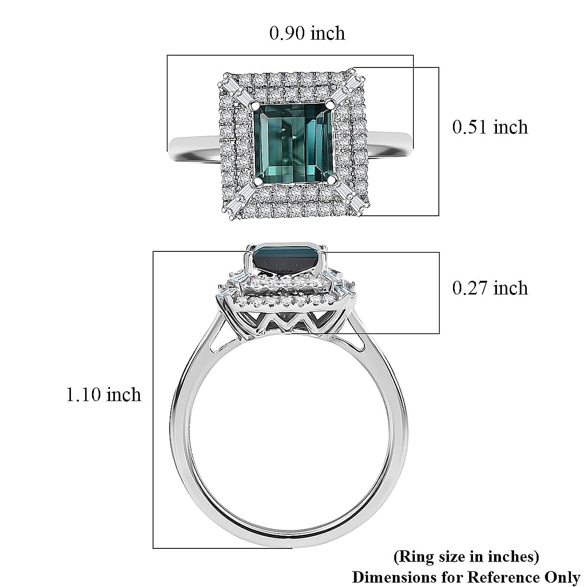 Certified Rhapsody AAAA Lagoon Tourmaline, Diamond Ring in 950 Platinum 1.50 ctw (Size 10.0)