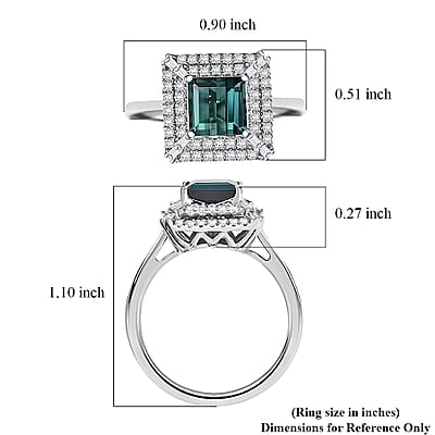 Certified and Appraised Rhapsody AAAA Lagoon Tourmaline, Diamond Ring in 950 Platinum 1.50 ctw (Size 10.0)