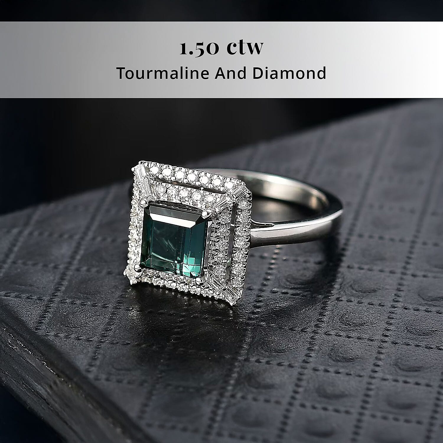 Certified and Appraised Rhapsody AAAA Lagoon Tourmaline, Diamond Ring in 950 Platinum 1.50 ctw (Size 5.0)