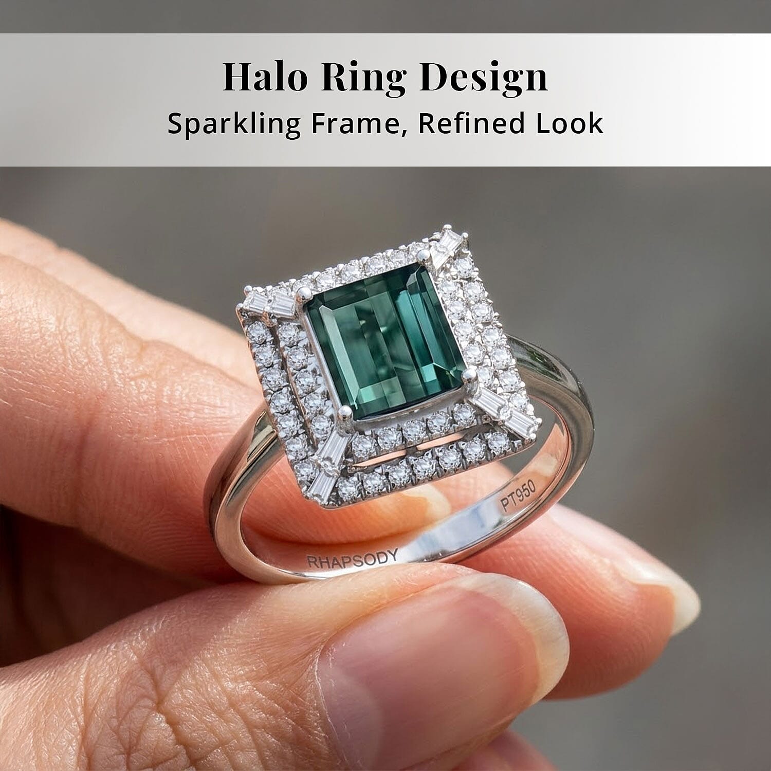 Certified and Appraised Rhapsody AAAA Lagoon Tourmaline, Diamond Ring in 950 Platinum 1.50 ctw (Size 5.0)