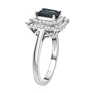 Certified & Appraised Rhapsody AAAA Lagoon Tourmaline, Diamond Ring in 950 Platinum 1.50 ctw (Size 7.0)