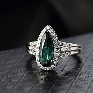 Doorbuster Certified & Appraised Rhapsody AAAA Pirineu Lagoon Tourmaline and Diamond E-F VS 2.25 ctw Ring in 950 Platinum (Size 10.0) 7.30 Grams