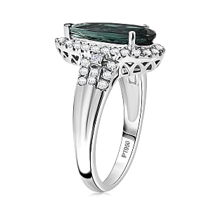 Doorbuster Certified & Appraised Rhapsody AAAA Pirineu Lagoon Tourmaline and Diamond E-F VS 2.25 ctw Ring in 950 Platinum (Size 10.0) 7.30 Grams