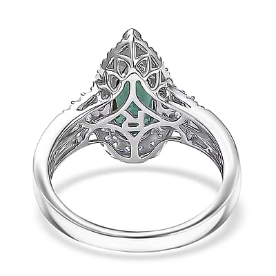 Certified & Appraised Rhapsody AAAA Pirineu Lagoon Tourmaline and Diamond E-F VS 2.25 ctw Ring in 950 Platinum (Size 10.0) 7.30 Grams