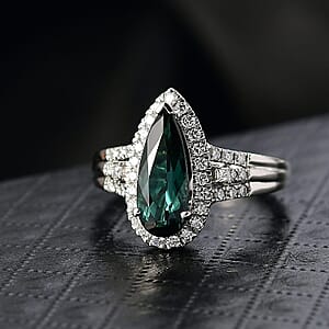  Certified & Appraised Rhapsody AAAA Pirineu Lagoon Tourmaline and Diamond E-F VS 2.25 ctw Ring in 950 Platinum (Size 8.5) 7.30 Grams