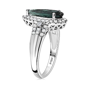 Doorbuster Certified & Appraised Rhapsody AAAA Pirineu Lagoon Tourmaline and Diamond E-F VS 2.25 ctw Ring in 950 Platinum (Size 9.5) 7.30 Grams