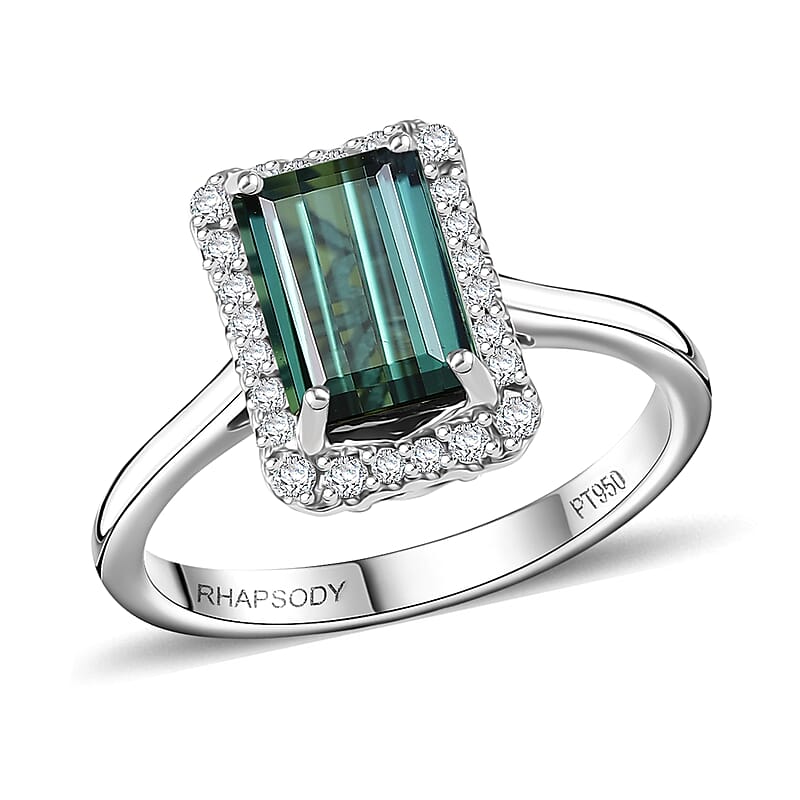 Certified Rhapsody AAAA Pirineu Lagoon Tourmaline, Diamond Ring in 950 Platinum 2.51 ctw (Size 10.0)
