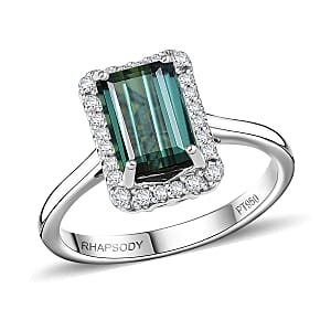 Doorbuster Certified & Appraised Rhapsody AAAA Pirineu Lagoon Tourmaline and E-F VS Diamond 2.51 ctw Ring in 950 Platinum (Size 6.0) 5.80 Grams