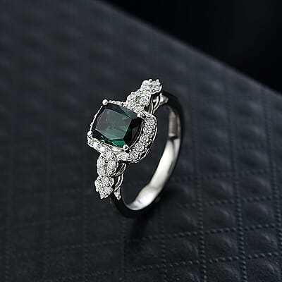 Certified and Appraised Rhapsody AAAA Monte Belo Indicolite, Diamond Ring in 950 Platinum 2.01 ctw (Size 12.0)