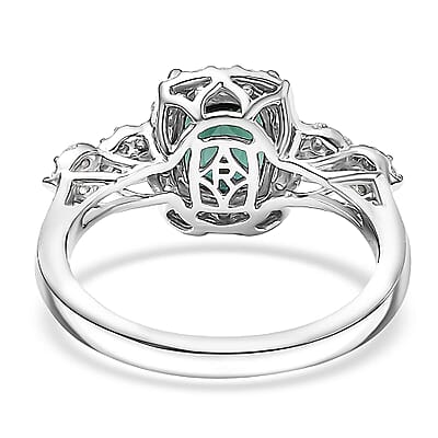 Certified and Appraised Rhapsody AAAA Monte Belo Indicolite, Diamond Ring in 950 Platinum 2.01 ctw (Size 12.0)